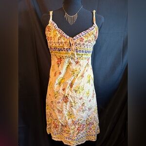 Floral Lace-Trimmed Chemise in Cream and Purple